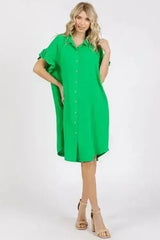 Mittoshop Button Down Flounce Sleeve Dress with Pockets - Femstylo