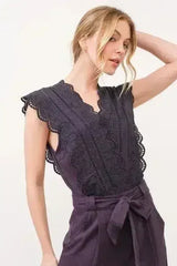 And The Why Laced Surplice Tie Waist Jumpsuit - Femstylo