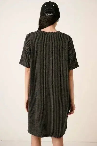 Mittoshop Urban Rib Knit Short Sleeve Tee Dress - Femstylo