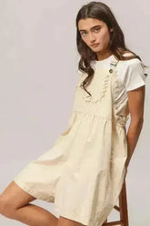 BiBi Back Patch Pocket Lace Trim Rompers - Femstylo