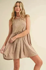 Round Neck Mini Tank Dress | Casual Stretch Dress | Aemi + Co - Femstylo