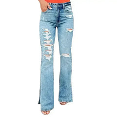25 Edition – High Waist Ripped Split Stretch Jeans for Women - Femstylo