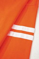 Fiery Red Striped Sleeve Loose Fit Sweatshirt - Femstylo