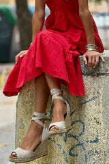 Black V Neck Flutter Sleeve Smocked Bodice High Waist Ruffle Maxi Dress - Femstylo