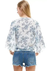 LONG SLEEVE SURPLICE FLORAL TOP | FEMSTYLO - Femstylo