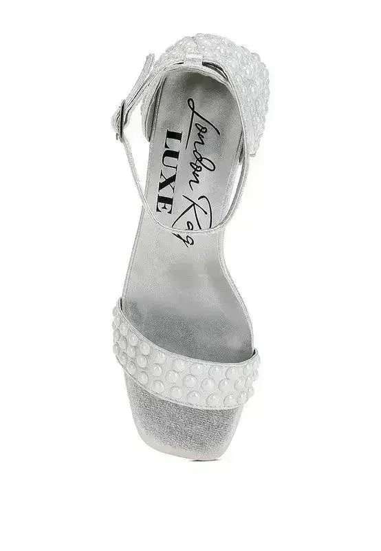 Nocturnal Rhinestone Embellished Shimmer Sandals - Femstylo