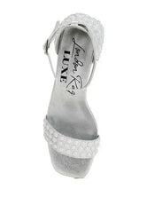 Nocturnal Rhinestone Embellished Shimmer Sandals - Femstylo