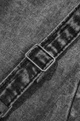 Blue Light Wash Frayed Exposed Seam Wide Leg Denim Overalls - Femstylo