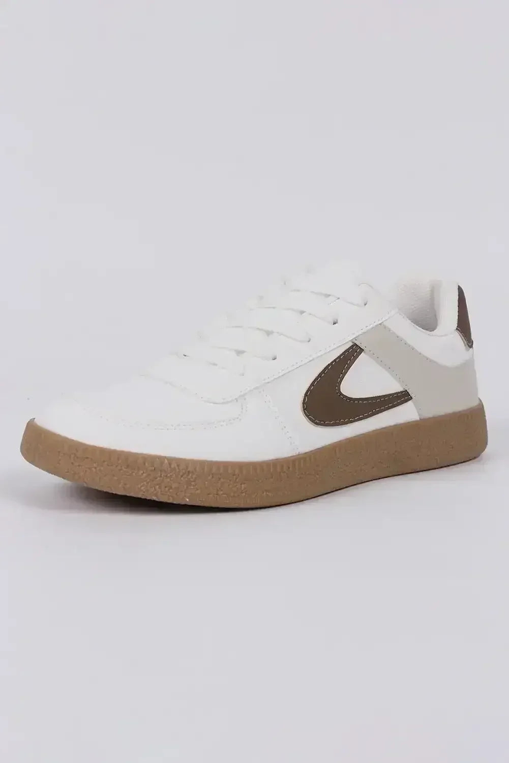 Navy Blue PU Leather Lace Up Sneakers - Femstylo