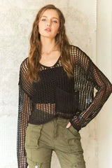 ADORA Crochet Long Sleeve Knit Top – Femstylo - Femstylo