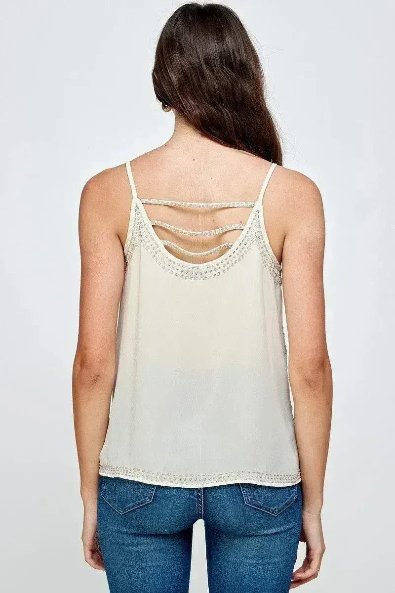 Women's Embellished Spaghetti Strap Camisole Top - Femstylo