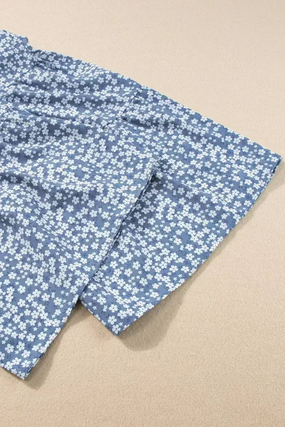 Dusk Blue Floral Print Spaghetti Straps Smocked Wide Leg Jumpsuit - Femstylo