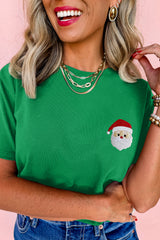 Bright Green Santa Clause Embroidered T Shirt