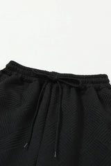 Black Ultra Loose Textured 2pcs Slouchy Outfit - Femstylo