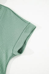 Bright Green Textured V Button Collared Mini Dress