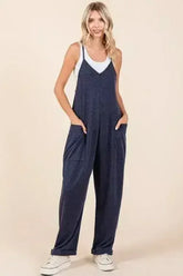 Mittoshop Patch Pocket Wide Leg Sleeveless Jumpsuit - Femstylo