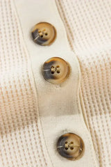 Pink Waffle Long Sleeve Collared Half Button Relaxed Fit Top - Femstylo