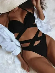 Crisscross Halter Neck Bikini Set - Femstylo