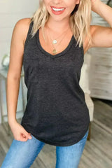 V Neck Racerback Tank Top with Pocket - Femstylo