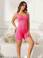 Scoop Neck Wide Strap Active Romper - Femstylo