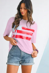 White Flag Bow Graphic Crewneck Tee - Femstylo