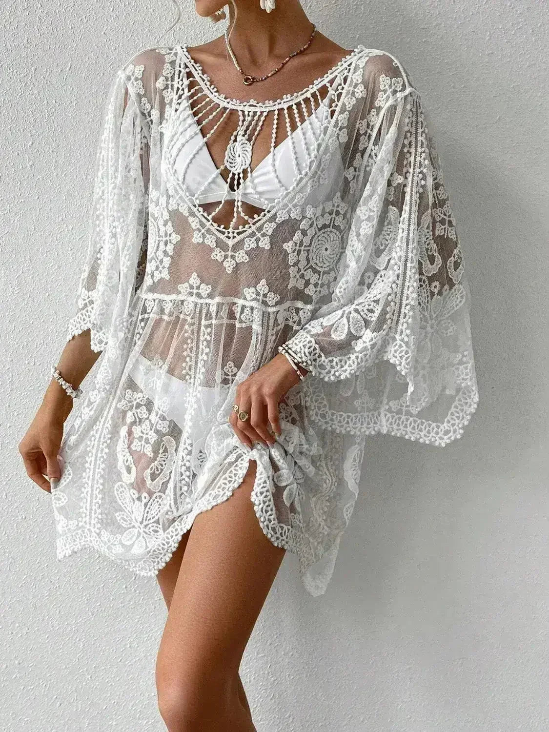 Lace Round Neck Cover-Up - Femstylo