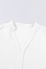 White Notched Neck Batwing Sleeve Blouse | Femstylo - Femstylo