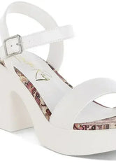 Kolata Faux Leather Pin Buckle Platform Heels - Femstylo