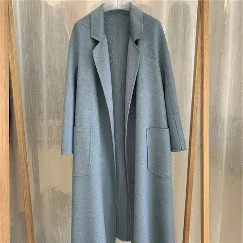 Water Ripple Cashmere Women's Long Reversible Coat – Luxury & - Femstylo