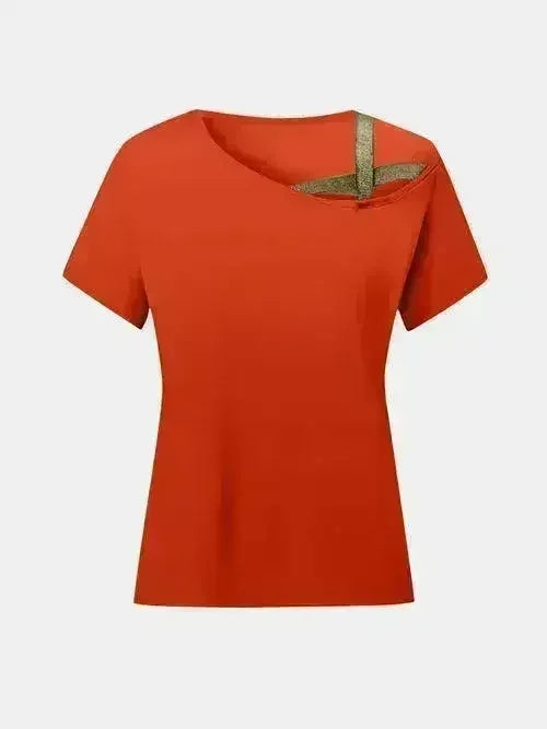 Asymmetrical Neck T-Shirt – Modern Basic with Edge - Femstylo