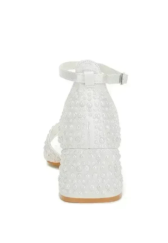 Cinnabon Pearl Embellished Strappy Sandals - Femstylo