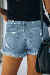 Gypsy Mid-rise Distressed Denim Shorts - Femstylo