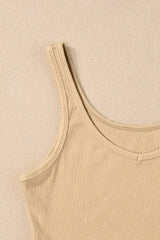 Black Solid Color Ribbed Knit Crop Tank Top - Femstylo