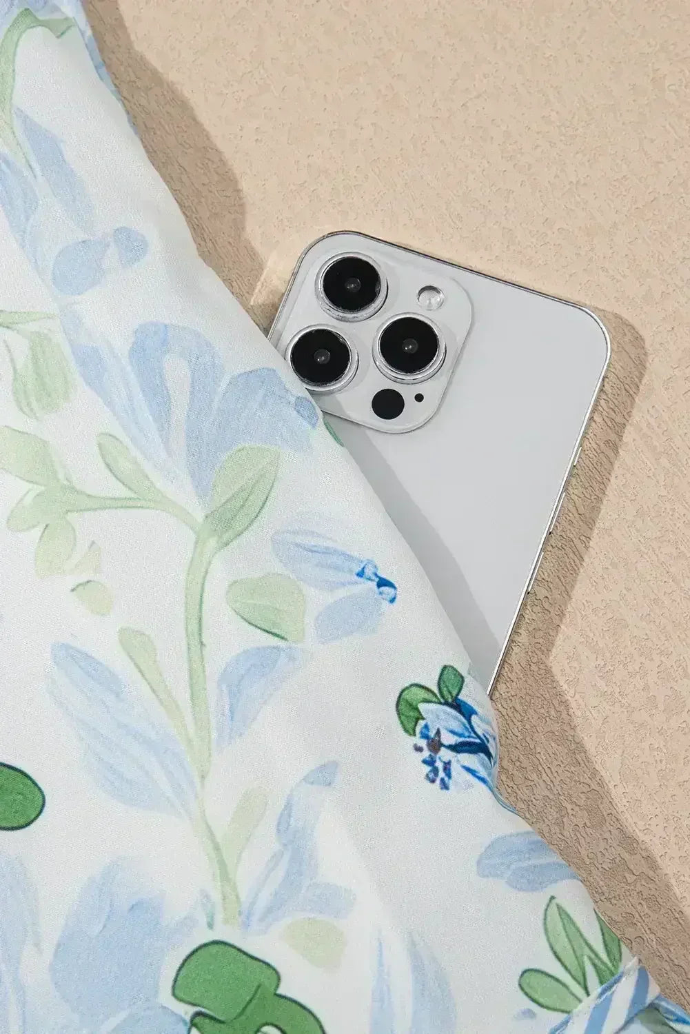 Sky Blue Floral Contrast Edge Ruffle Sleeve Tie Neck Mini Dress - Femstylo