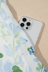 Sky Blue Floral Contrast Edge Ruffle Sleeve Tie Neck Mini Dress - Femstylo