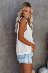 Button Textured Cotton Tank Top - Femstylo