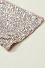 Apricot Sequin 3/4 Sleeve Open Front Duster Cardigan - Femstylo