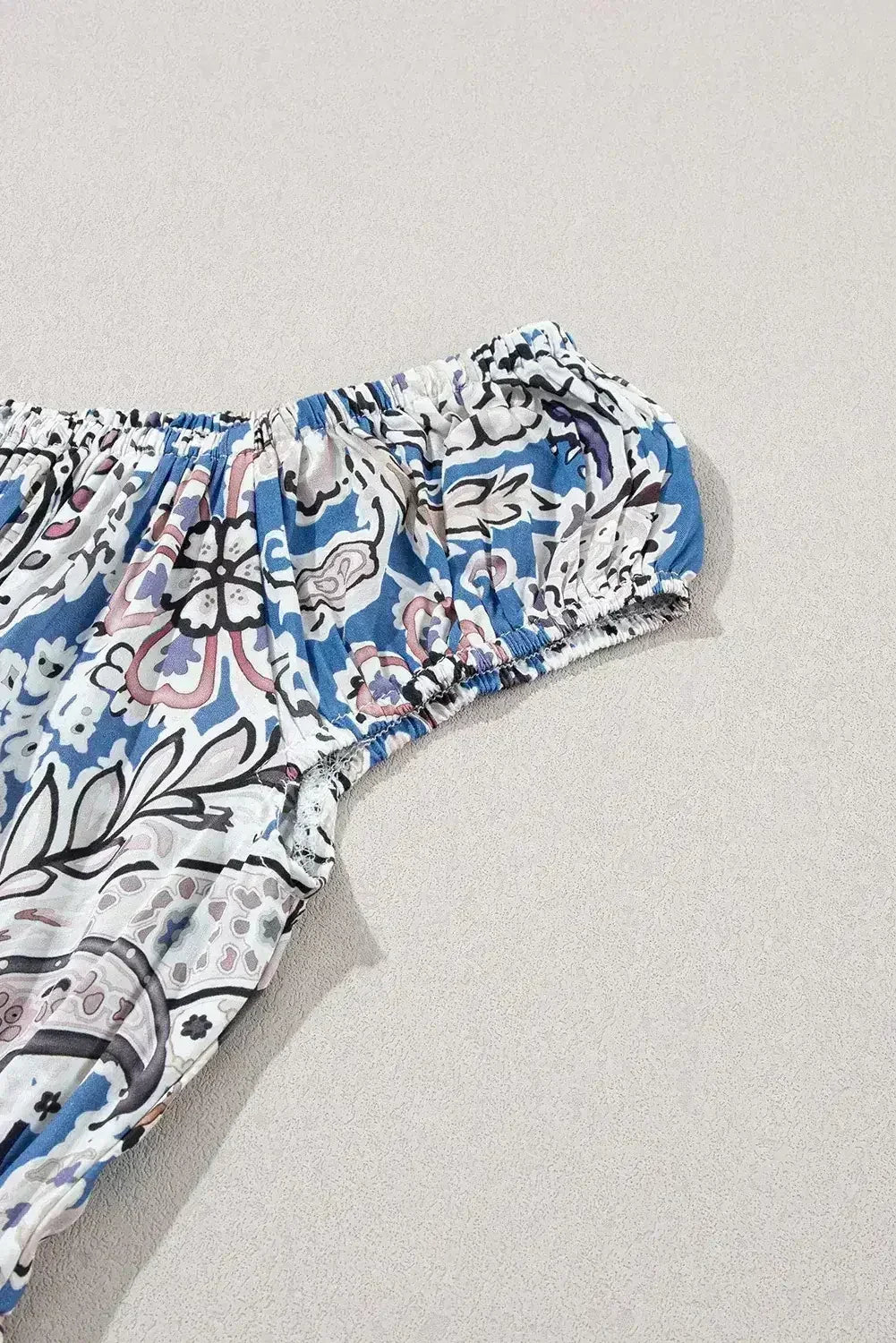 Blue Boho Paisley Print Off Shoulder Maxi Dress - Femstylo