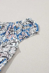 Blue Boho Paisley Print Off Shoulder Maxi Dress - Femstylo