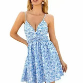 Spaghetti Strap Mini Dress – Cinched Waist Summer Cami Dress - Femstylo