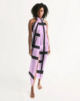 Sheer Sarong Swimsuit Cover Up Wrap / Geometric Lavender and Black - Femstylo