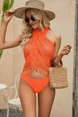 Openwork Tassel Hem Convertible Design Cover Up - Femstylo