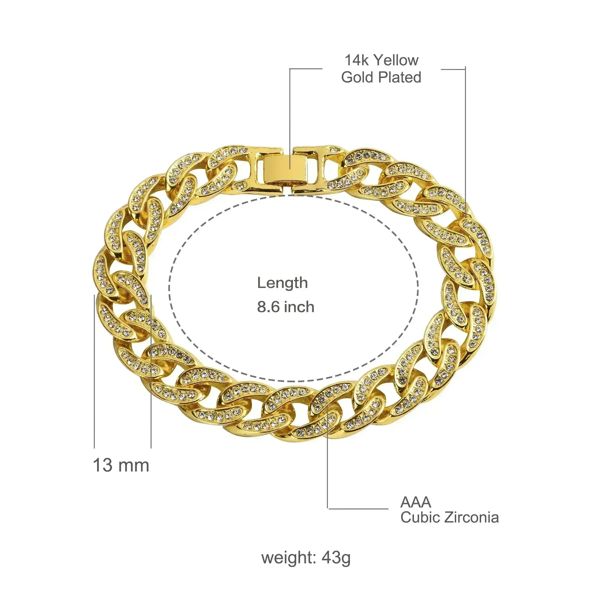 CREW 13MM Cuban Bracelet | 970482 - Femstylo