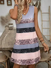 Chic Contrast V-Neck Sleeveless Mini Dress – Femstylo - Femstylo