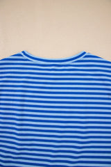 Black Stripe Ribbed Cap Sleeve Round Neck T Shirt