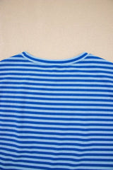 Black Stripe Ribbed Cap Sleeve Round Neck T Shirt - Femstylo