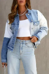 Sky Blue Denim Hem Jacket - Femstylo