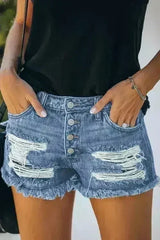 Gypsy Mid-rise Distressed Denim Shorts - Femstylo