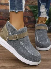 Contrast Round Toe Buckle Sneakers - Femstylo