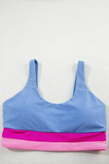 Light Blue Colorblock High Waisted Bikini Swimsuit - Femstylo